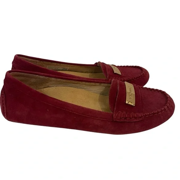 Vionic Women's Sydney Red Suede Leather Loafers Slip On Shoes - Picture 2 of 6